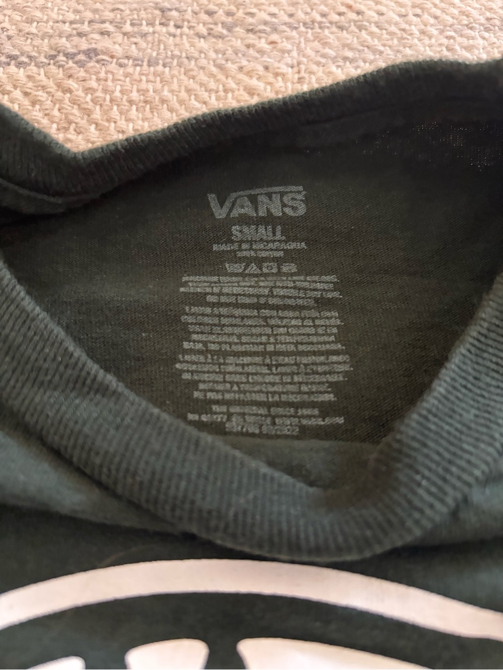 Vans Dark Green T-Shirt with Orange & White Checker Graphic - Picture 3 of 4